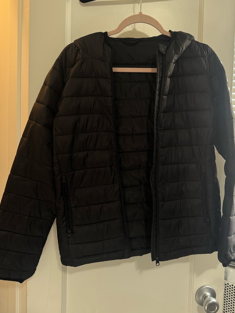 Pull&Bear Black Quilted Bomber Jacket with Hood